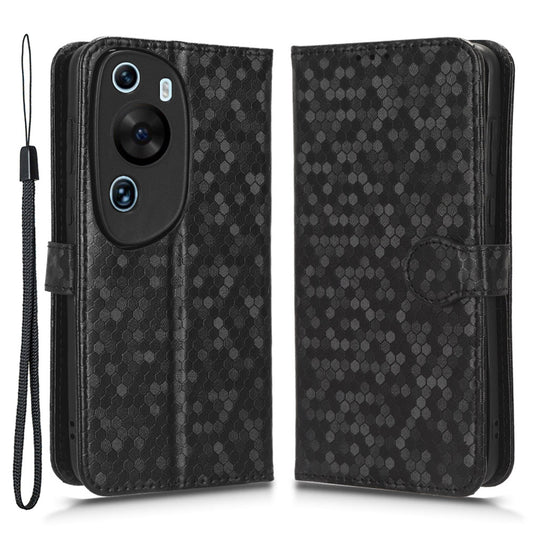 For Huawei P60 Art PU Leather Wallet Phone Case Dot Pattern Imprinted Stand Phone Cover