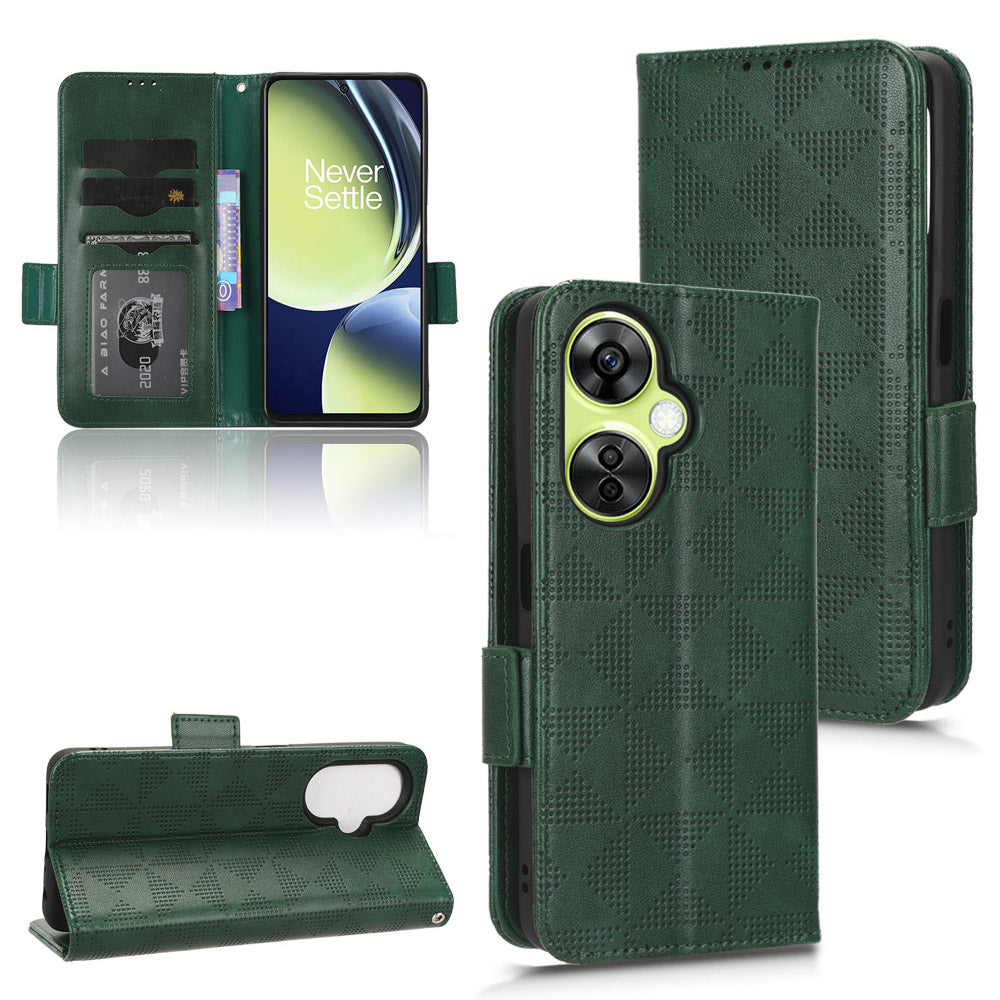 For OnePlus Nord CE 3 Lite 5G / Nord N30 5G Phone Case Imprinted Triangle Stand Wallet PU Leather Cover