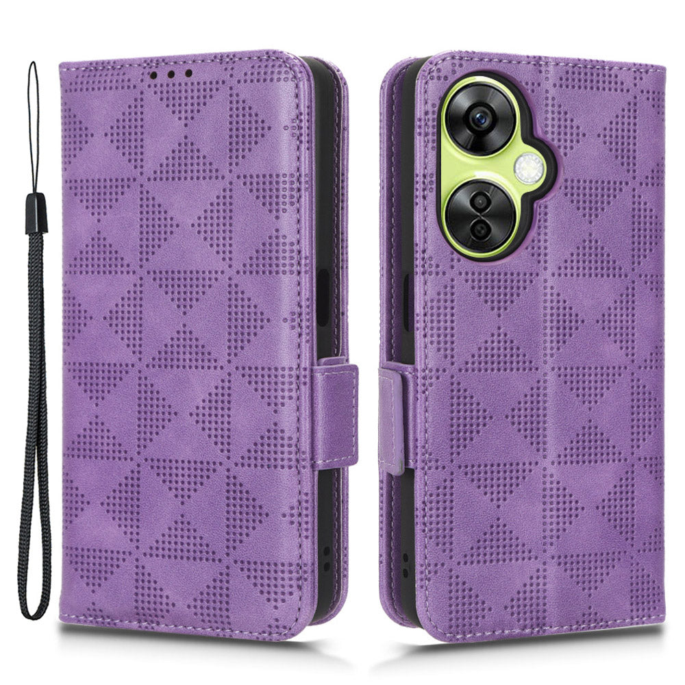 For OnePlus Nord CE 3 Lite 5G / Nord N30 5G Phone Case Imprinted Triangle Stand Wallet PU Leather Cover