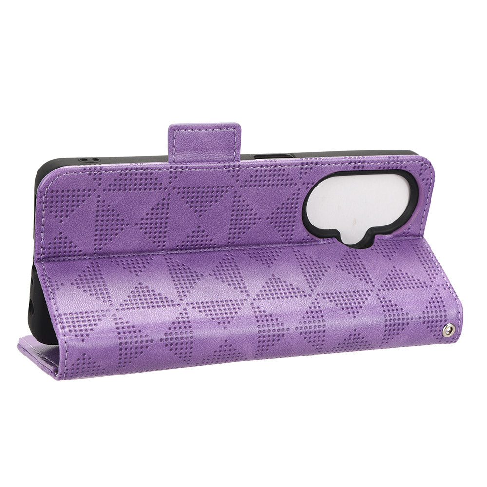 For OnePlus Nord CE 3 Lite 5G / Nord N30 5G Phone Case Imprinted Triangle Stand Wallet PU Leather Cover