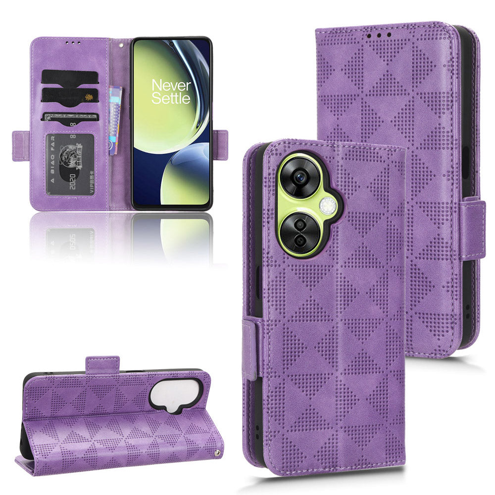 For OnePlus Nord CE 3 Lite 5G / Nord N30 5G Phone Case Imprinted Triangle Stand Wallet PU Leather Cover