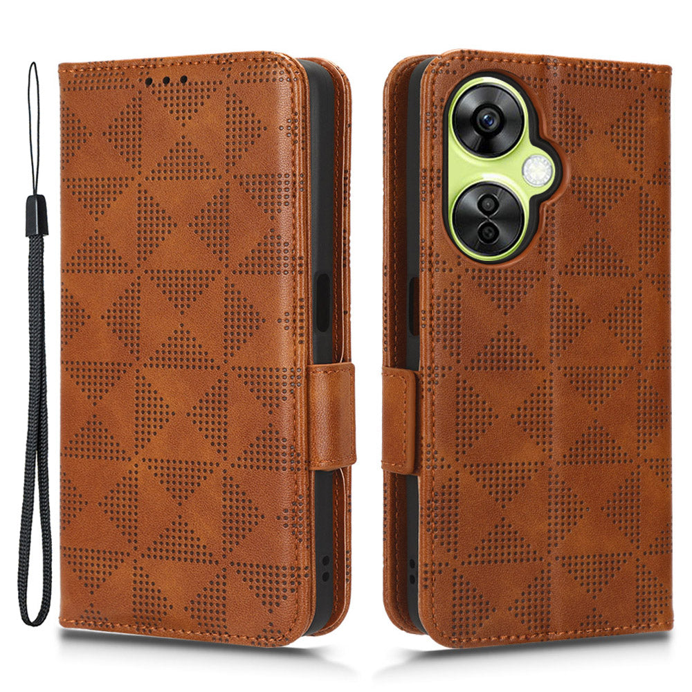 For OnePlus Nord CE 3 Lite 5G / Nord N30 5G Phone Case Imprinted Triangle Stand Wallet PU Leather Cover