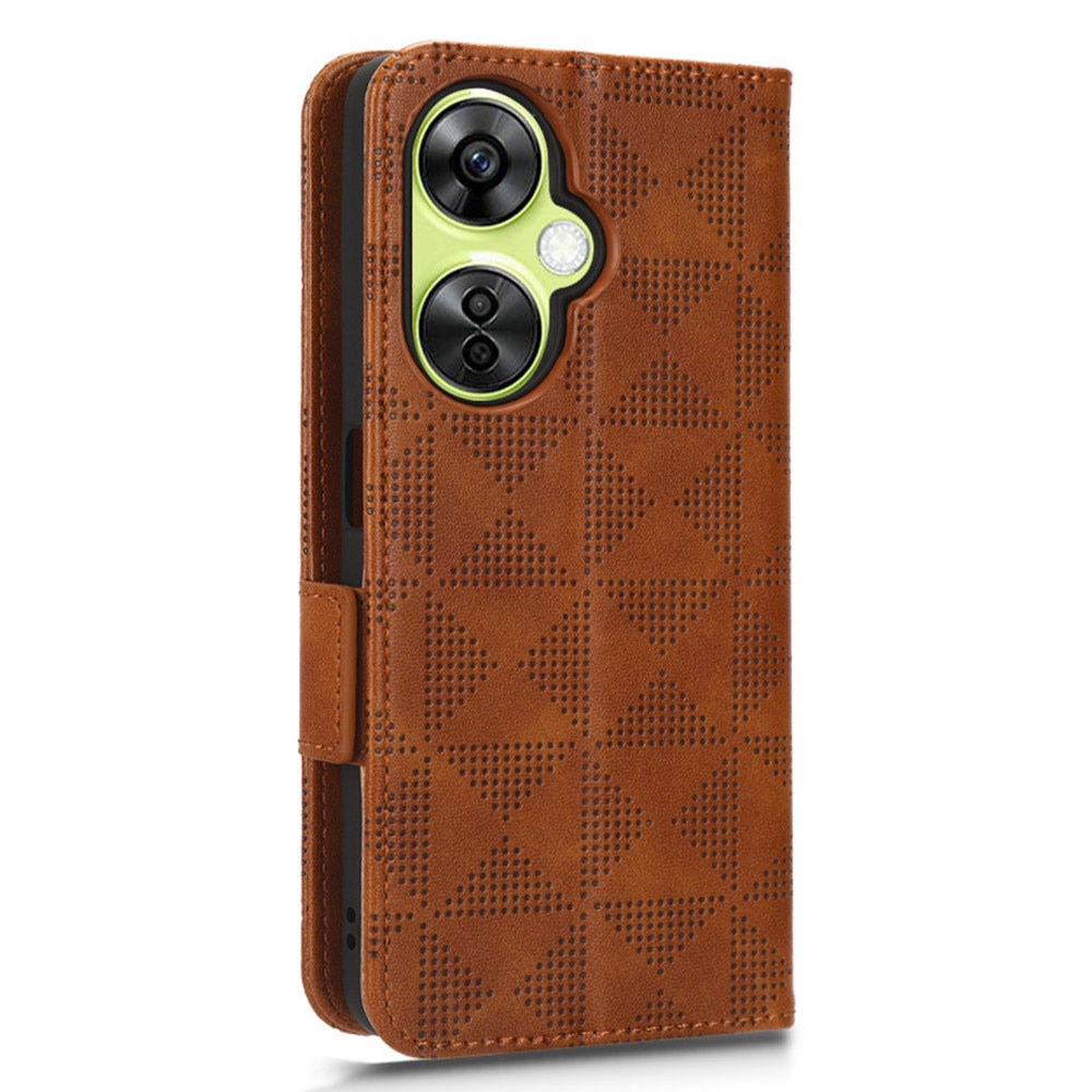 For OnePlus Nord CE 3 Lite 5G / Nord N30 5G Phone Case Imprinted Triangle Stand Wallet PU Leather Cover
