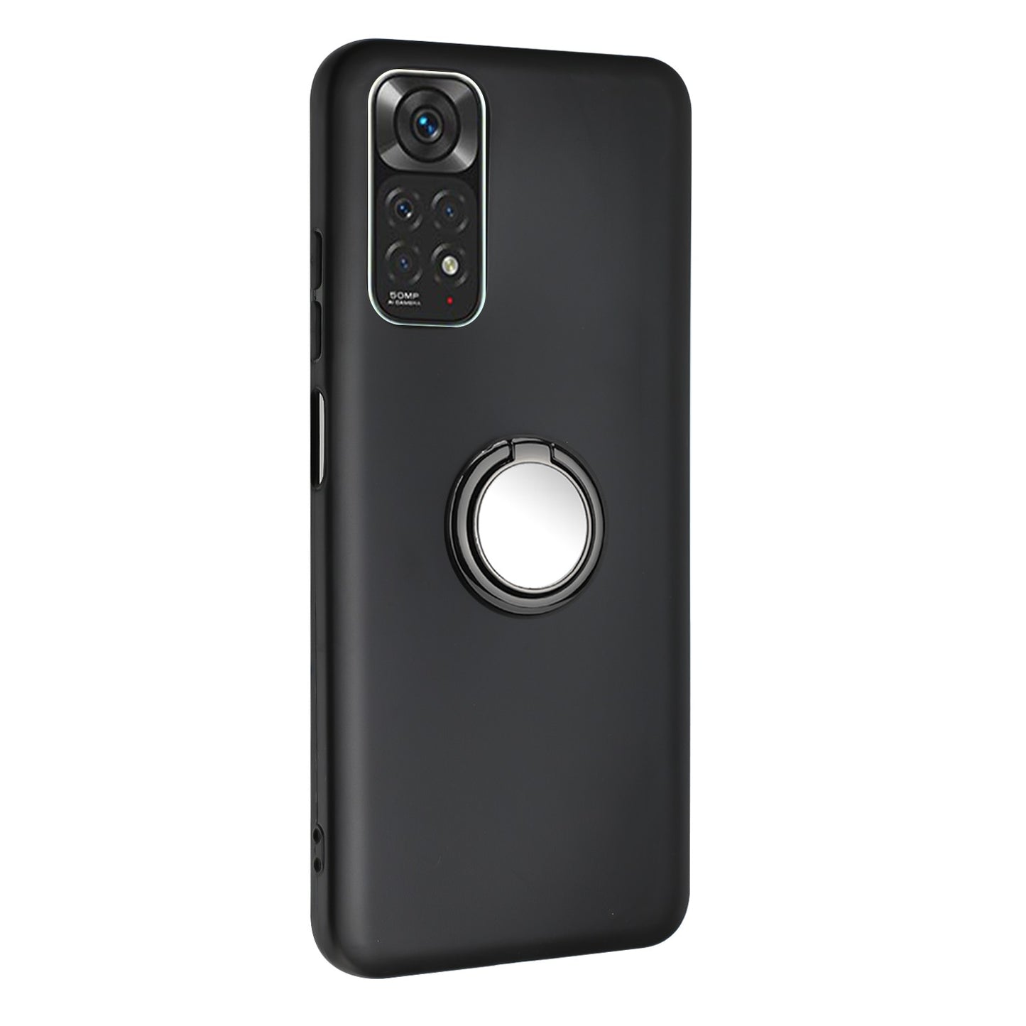 For Xiaomi Redmi Note 11S 4G / Note 11 4G (Qualcomm) Matte TPU Phone Case Ring Kickstand Cover Works for Magnetic Car Mount