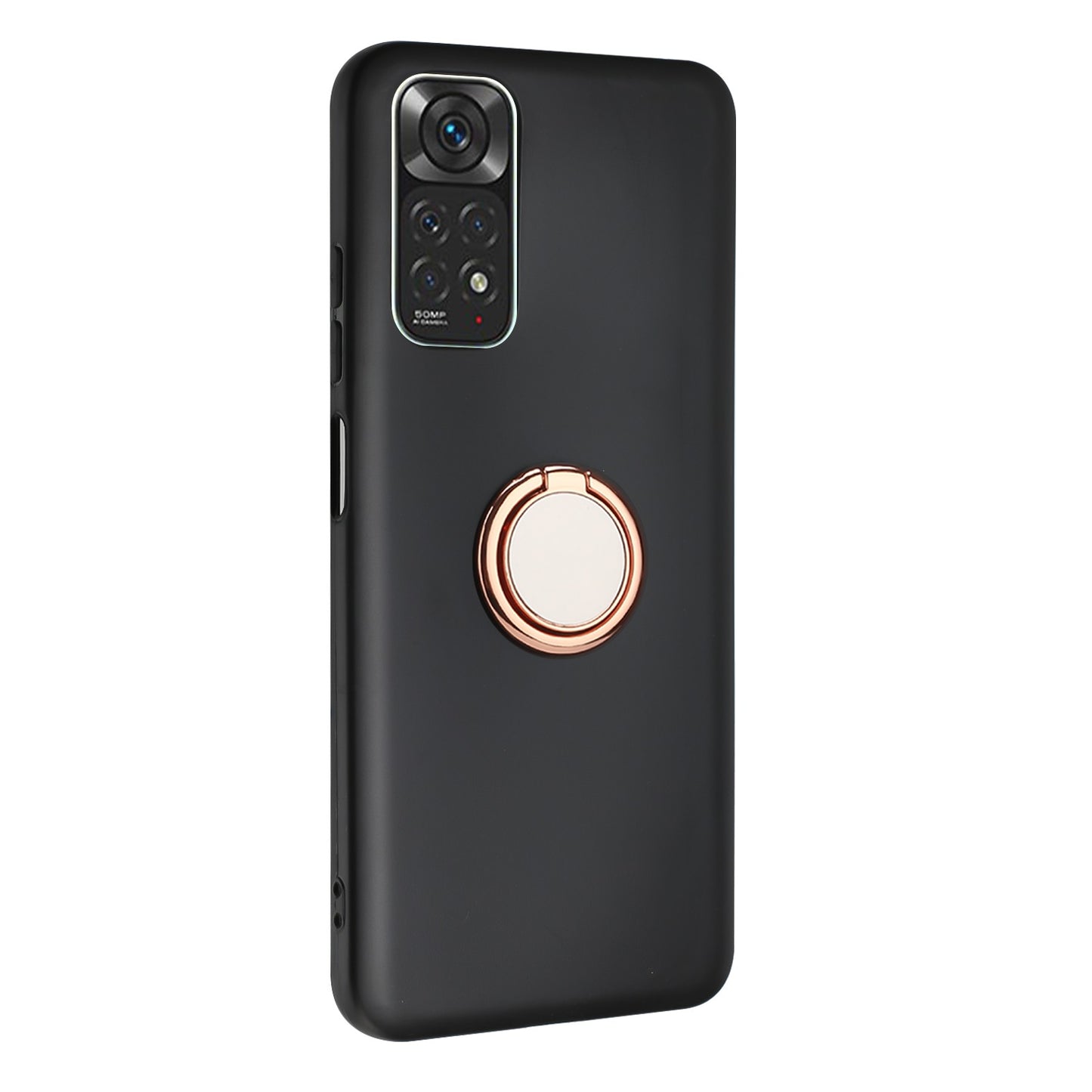 For Xiaomi Redmi Note 11S 4G / Note 11 4G (Qualcomm) Matte TPU Phone Case Ring Kickstand Cover Works for Magnetic Car Mount