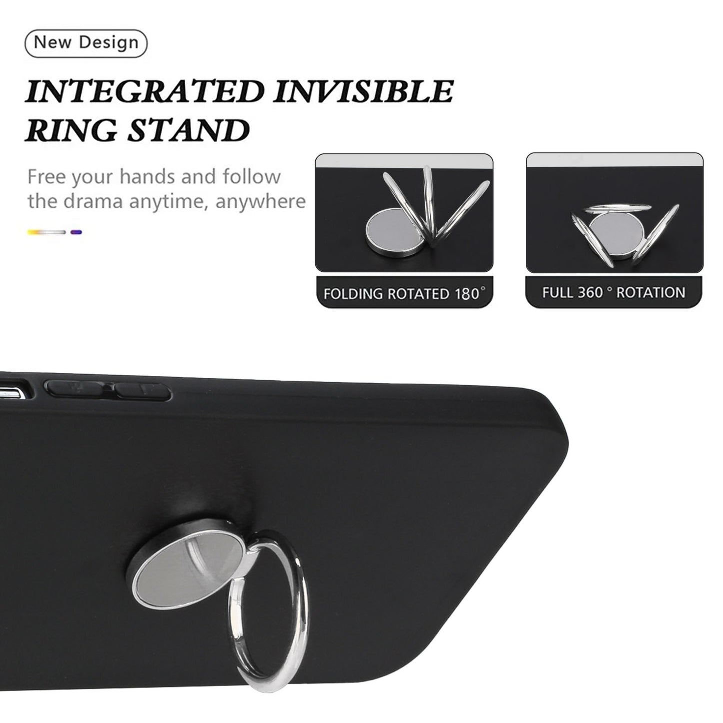 For Xiaomi Redmi Note 11S 4G / Note 11 4G (Qualcomm) Matte TPU Phone Case Ring Kickstand Cover Works for Magnetic Car Mount