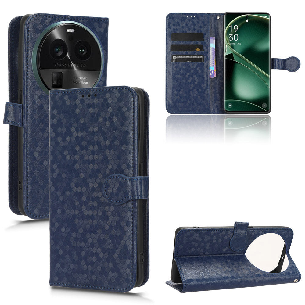 PU Leather Cover for Oppo Find X6 Pro Dot Pattern Imprinted Wallet Phone Case with Stand