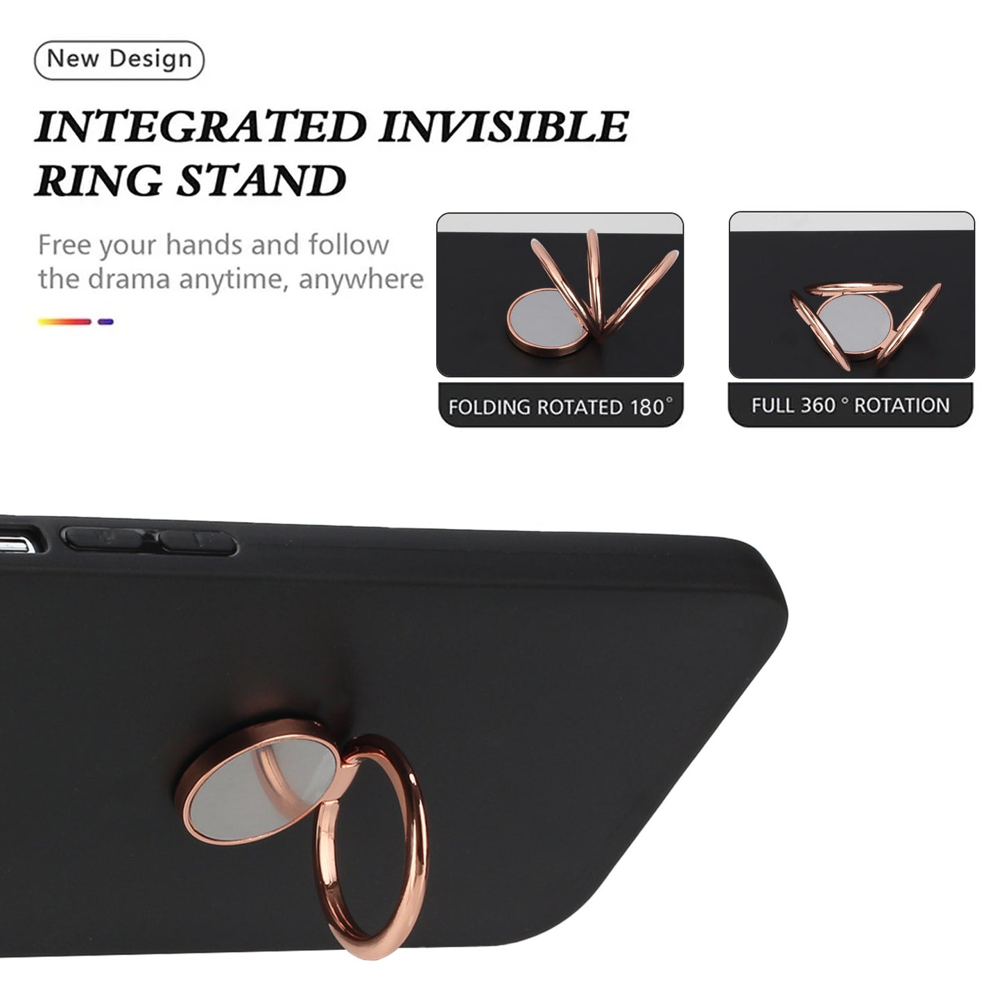 Ring Kickstand Cover for Samsung Galaxy S22 5G Anti-drop Matte TPU Phone Case Works for Magnetic Car Mount