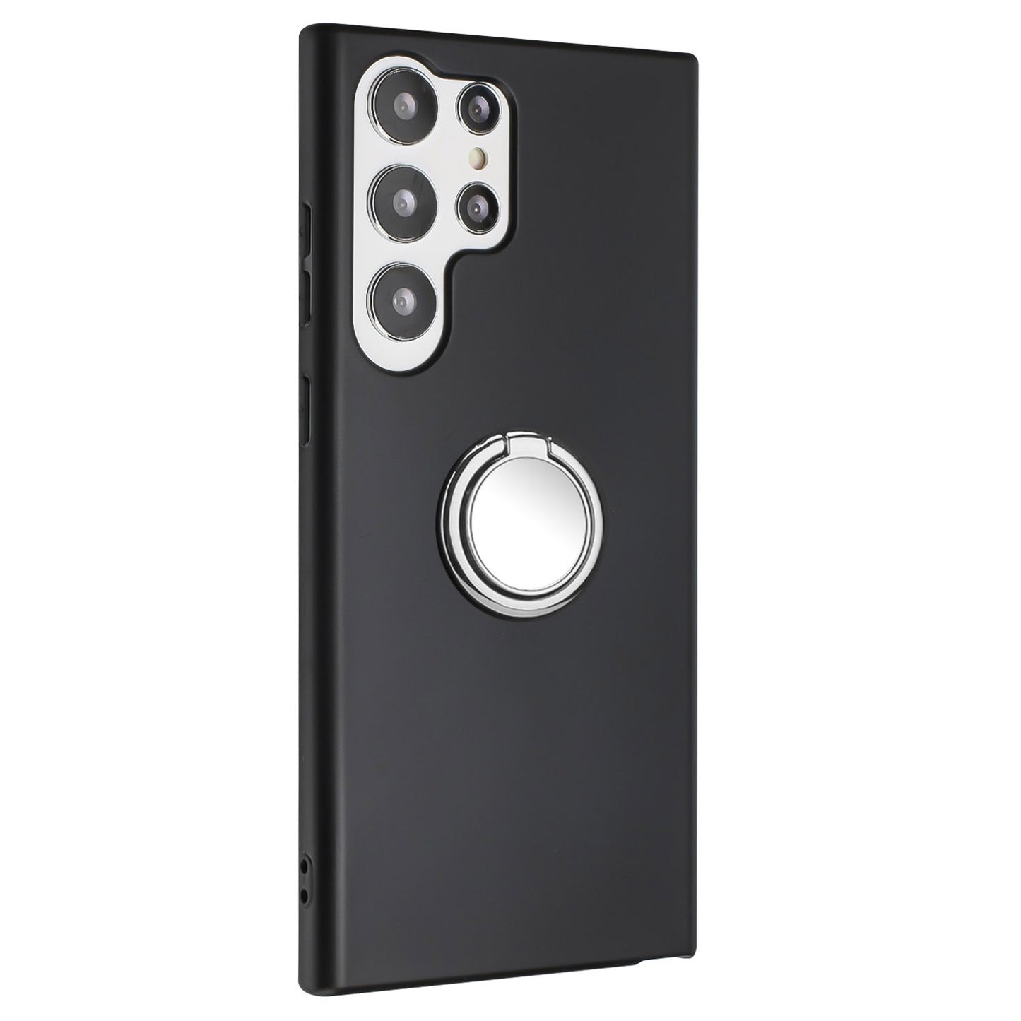 TPU Matte Phone Case for Samsung Galaxy S23 Ultra Anti-drop Ring Kickstand Cover Works for Magnetic Car Mount
