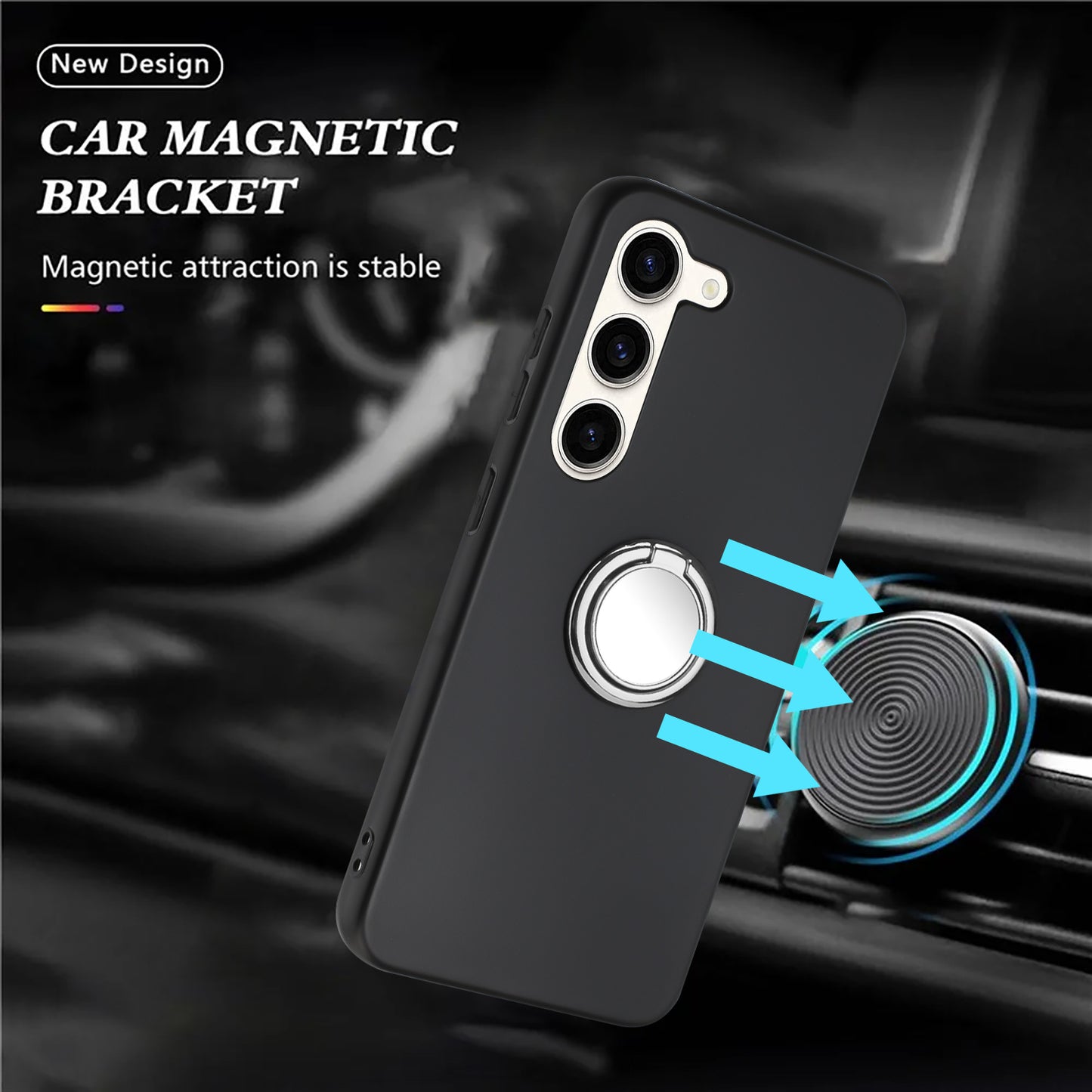 Anti-fall Back Cover for Samsung Galaxy S23 TPU Matte Phone Case with Ring Kickstand