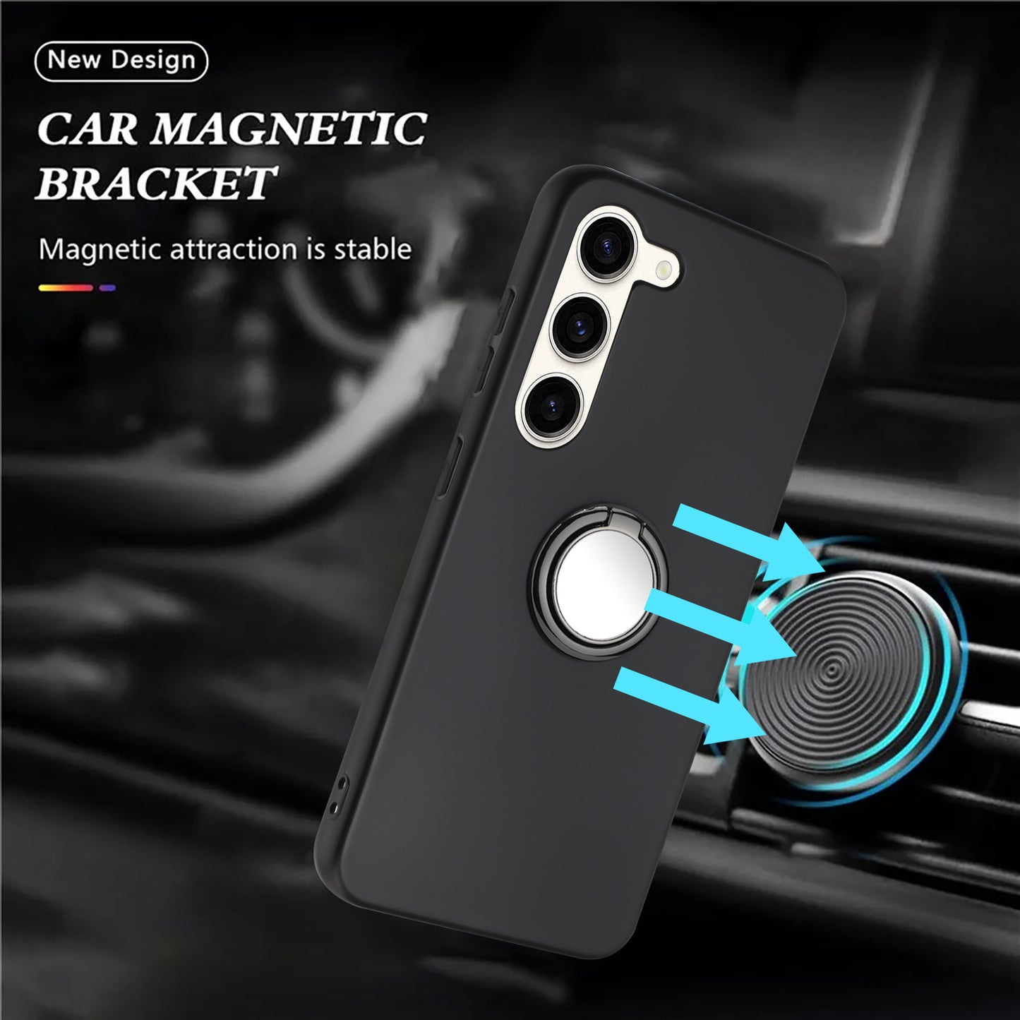 Anti-fall Back Cover for Samsung Galaxy S23 TPU Matte Phone Case with Ring Kickstand