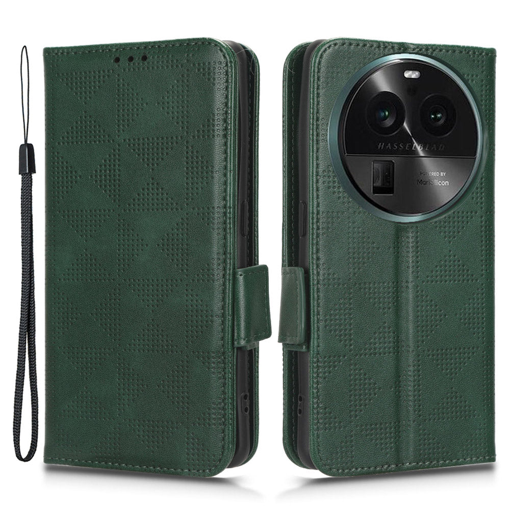 For Oppo Find X6 Pro Anti-fingerprint Phone Cover Wallet PU Leather Phone Shell Imprinted Triangle Stand Case