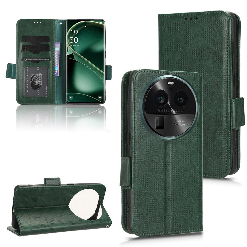For Oppo Find X6 Pro Anti-fingerprint Phone Cover Wallet PU Leather Phone Shell Imprinted Triangle Stand Case
