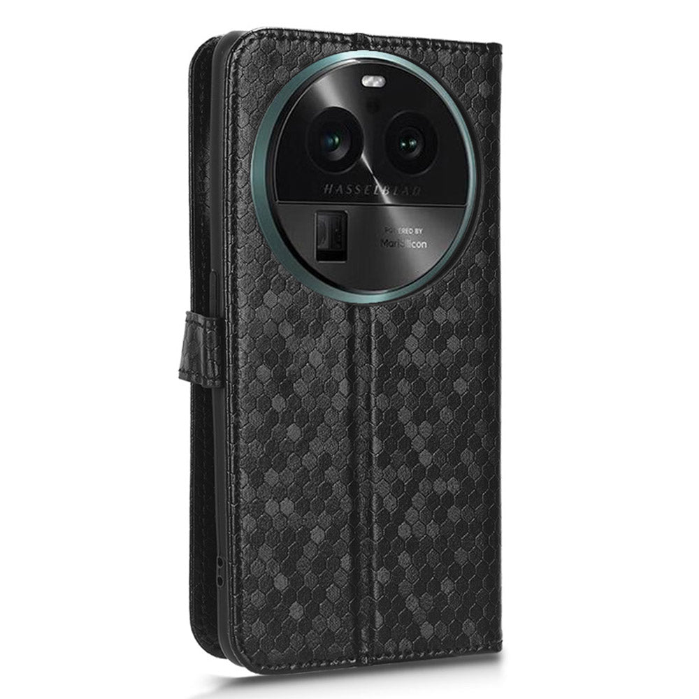 Dot Pattern Imprinted Leather Cover for Oppo Find X6 Wallet Phone Case Anti-Drop Shockproof Stand Phone Shell