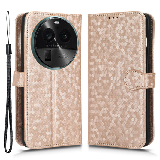 Dot Pattern Imprinted Leather Cover for Oppo Find X6 Wallet Phone Case Anti-Drop Shockproof Stand Phone Shell