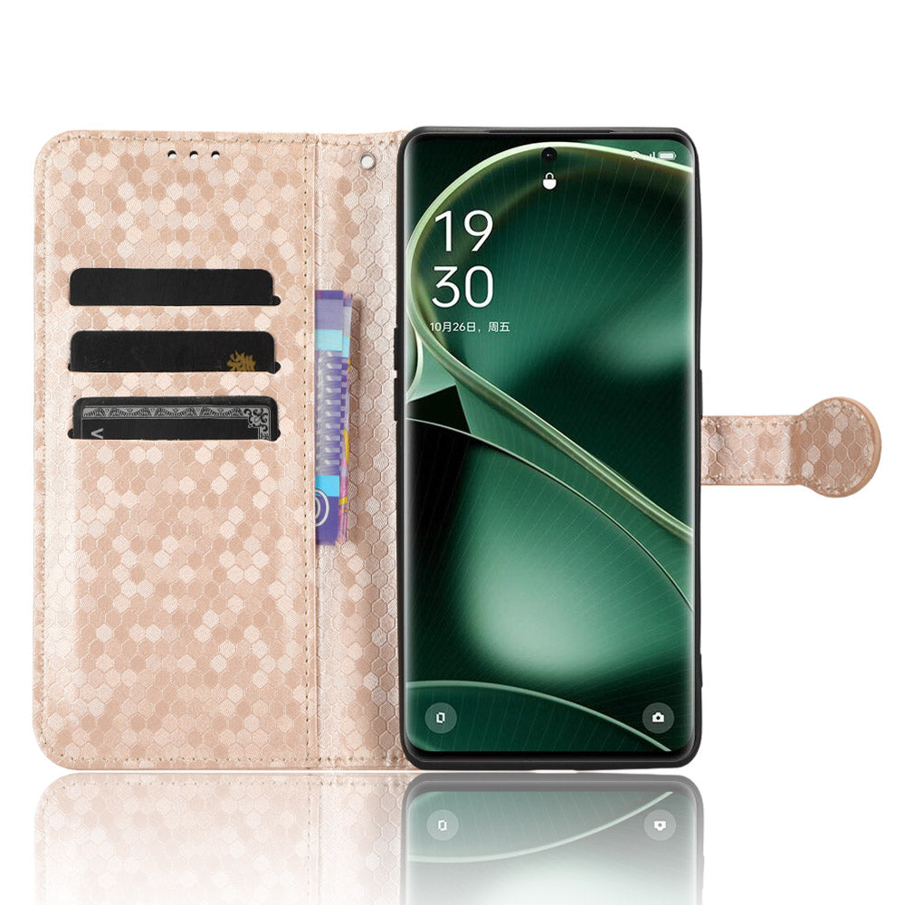 Dot Pattern Imprinted Leather Cover for Oppo Find X6 Wallet Phone Case Anti-Drop Shockproof Stand Phone Shell
