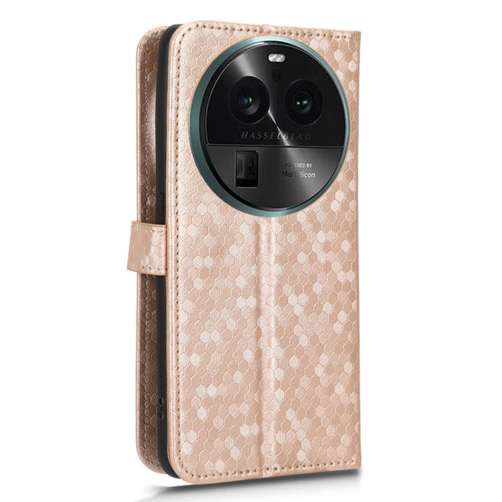 Dot Pattern Imprinted Leather Cover for Oppo Find X6 Wallet Phone Case Anti-Drop Shockproof Stand Phone Shell