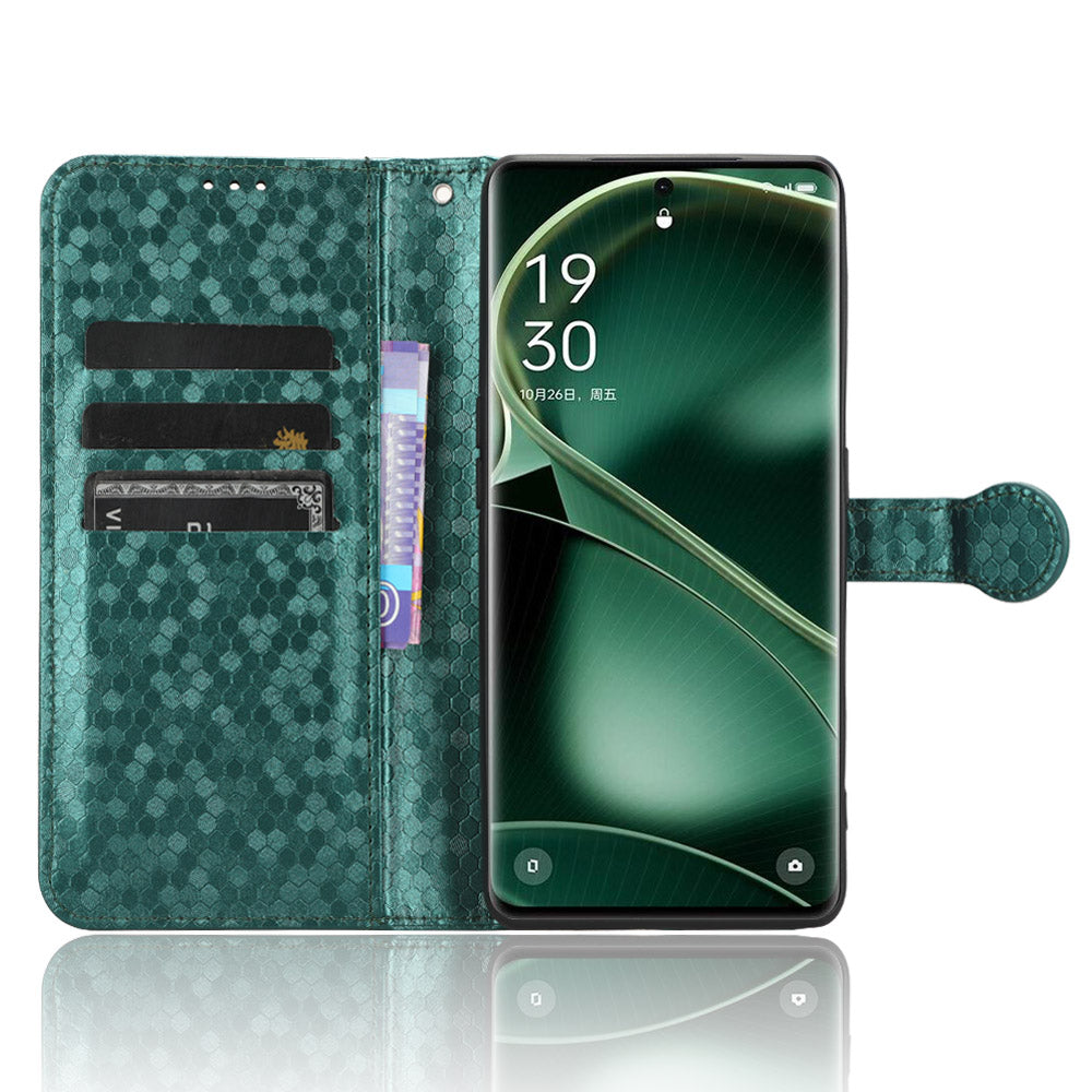 Dot Pattern Imprinted Leather Cover for Oppo Find X6 Wallet Phone Case Anti-Drop Shockproof Stand Phone Shell