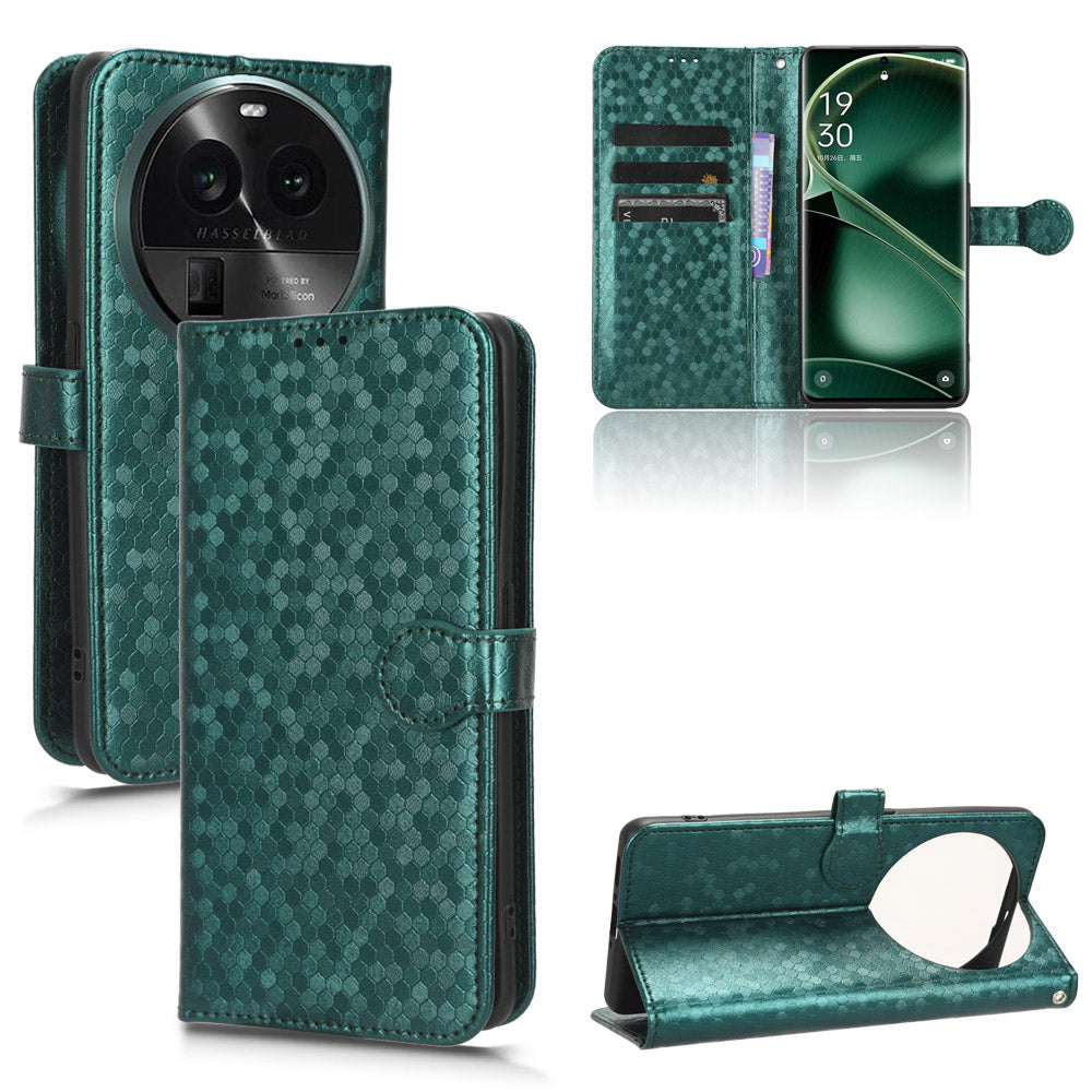Dot Pattern Imprinted Leather Cover for Oppo Find X6 Wallet Phone Case Anti-Drop Shockproof Stand Phone Shell