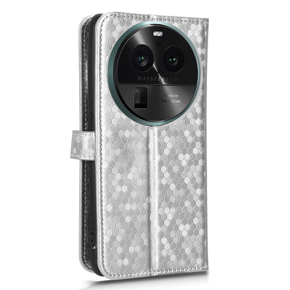 Dot Pattern Imprinted Leather Cover for Oppo Find X6 Wallet Phone Case Anti-Drop Shockproof Stand Phone Shell
