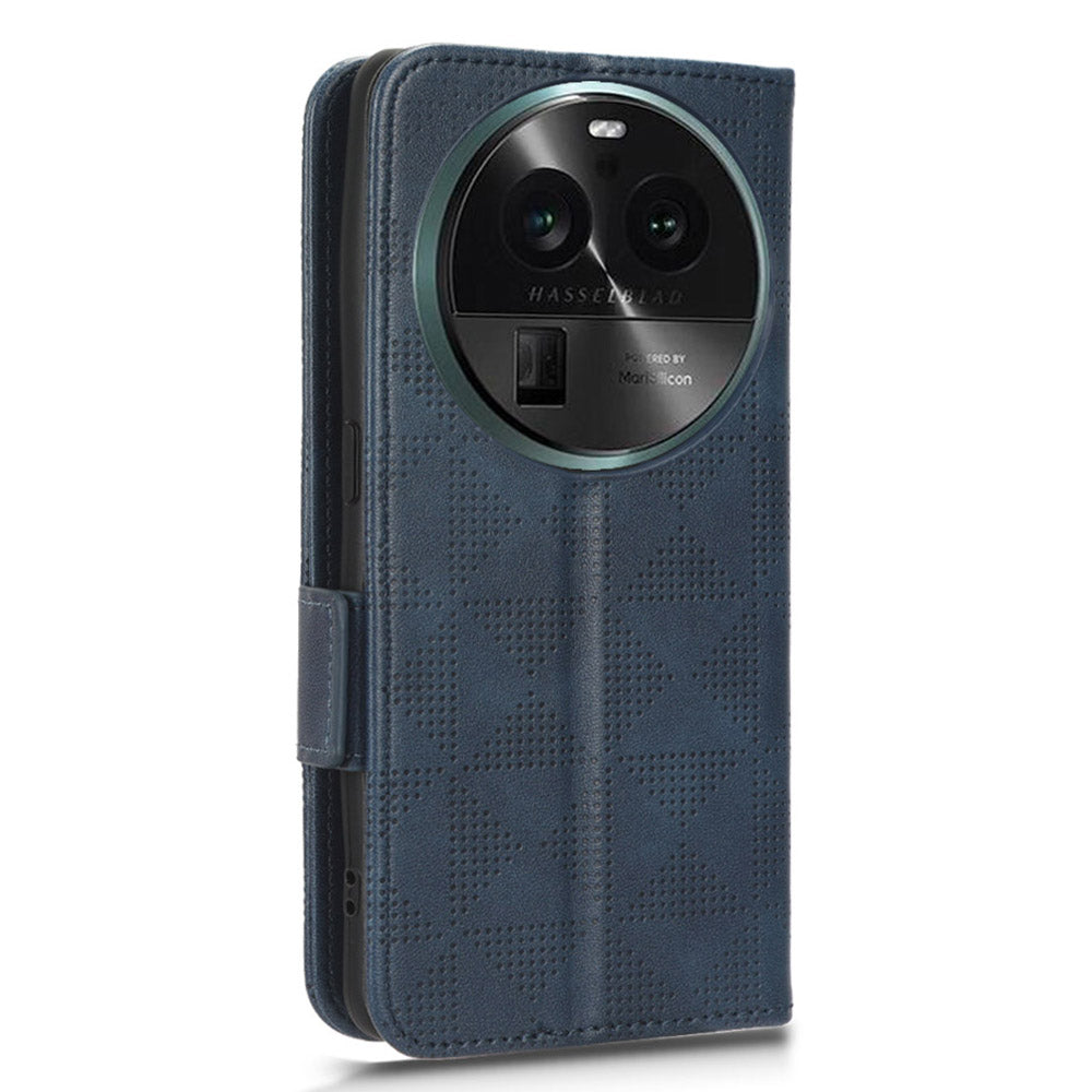 Shockproof PU Leather Phone Case for Oppo Find X6 , Imprinted Triangle Stand Wallet Cover