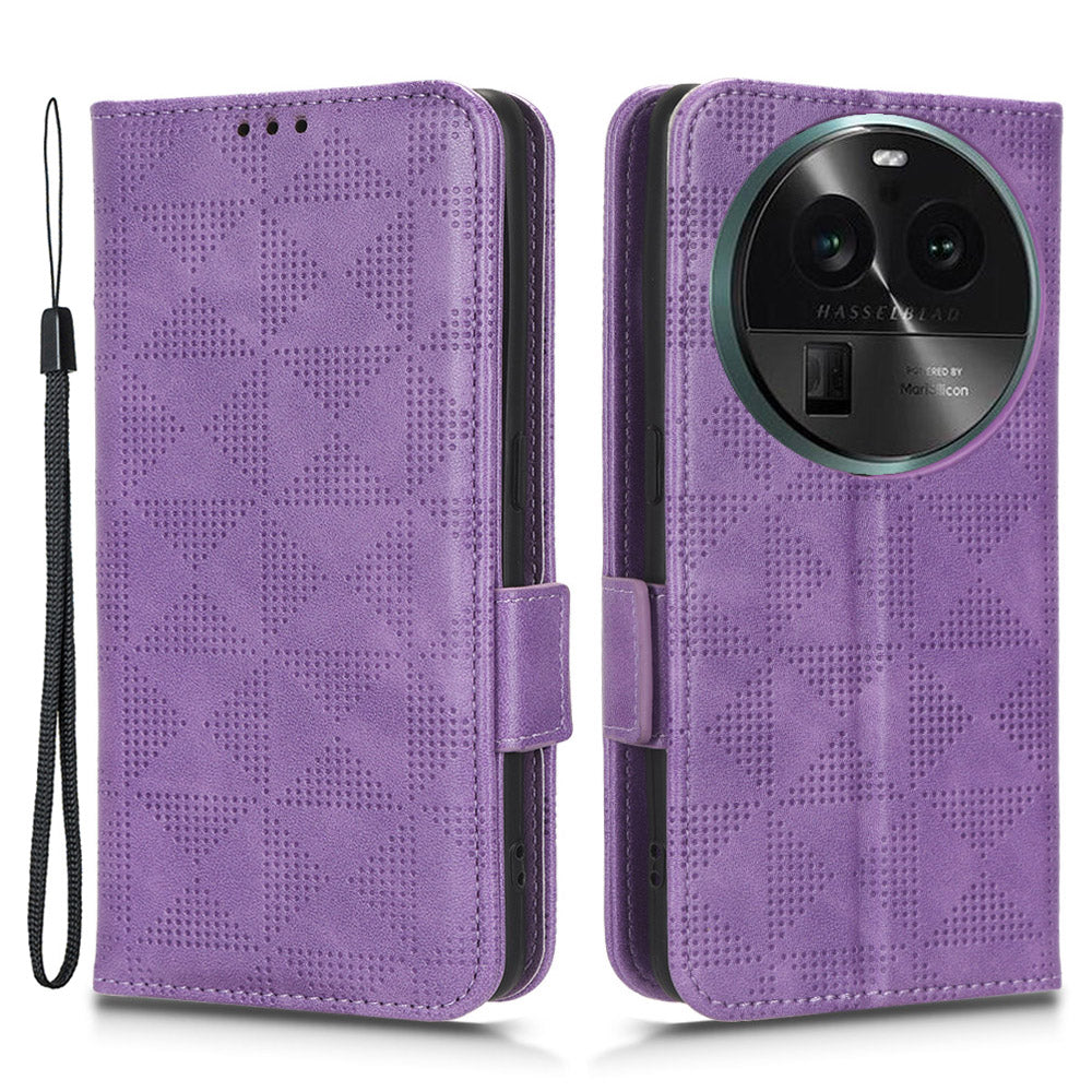 Shockproof PU Leather Phone Case for Oppo Find X6 , Imprinted Triangle Stand Wallet Cover