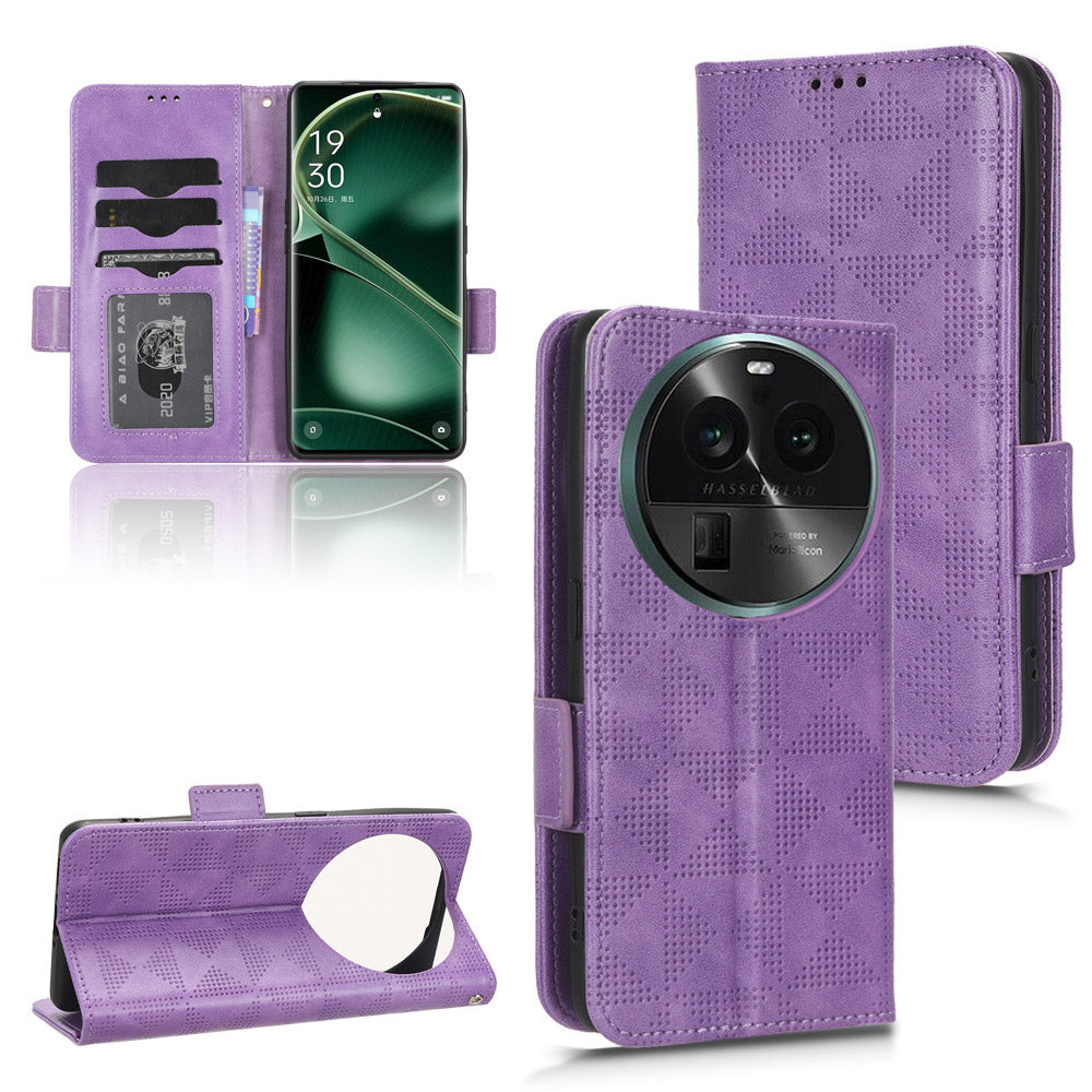 Shockproof PU Leather Phone Case for Oppo Find X6 , Imprinted Triangle Stand Wallet Cover