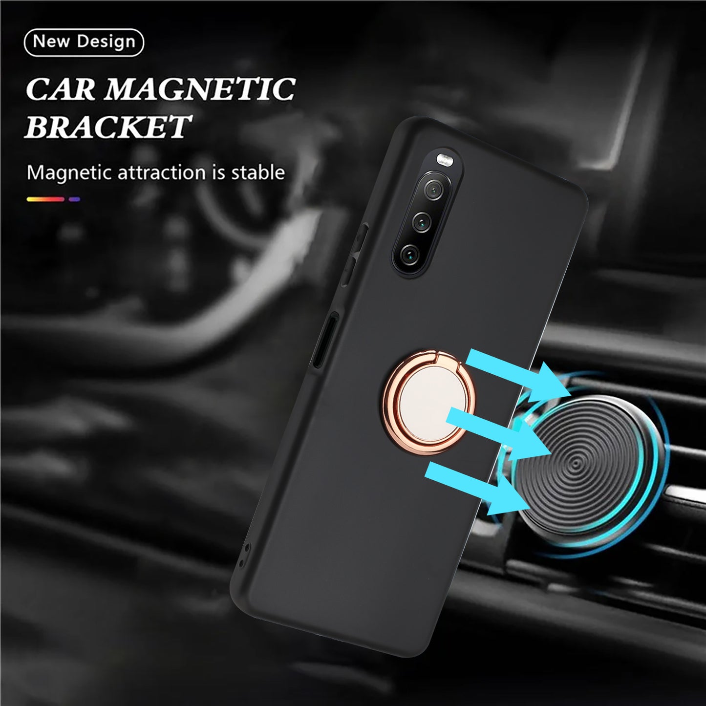 Soft TPU Back Cover for Sony Xperia 5 IV 5G Scratch Resistant Matte Phone Case with Ring Kickstand