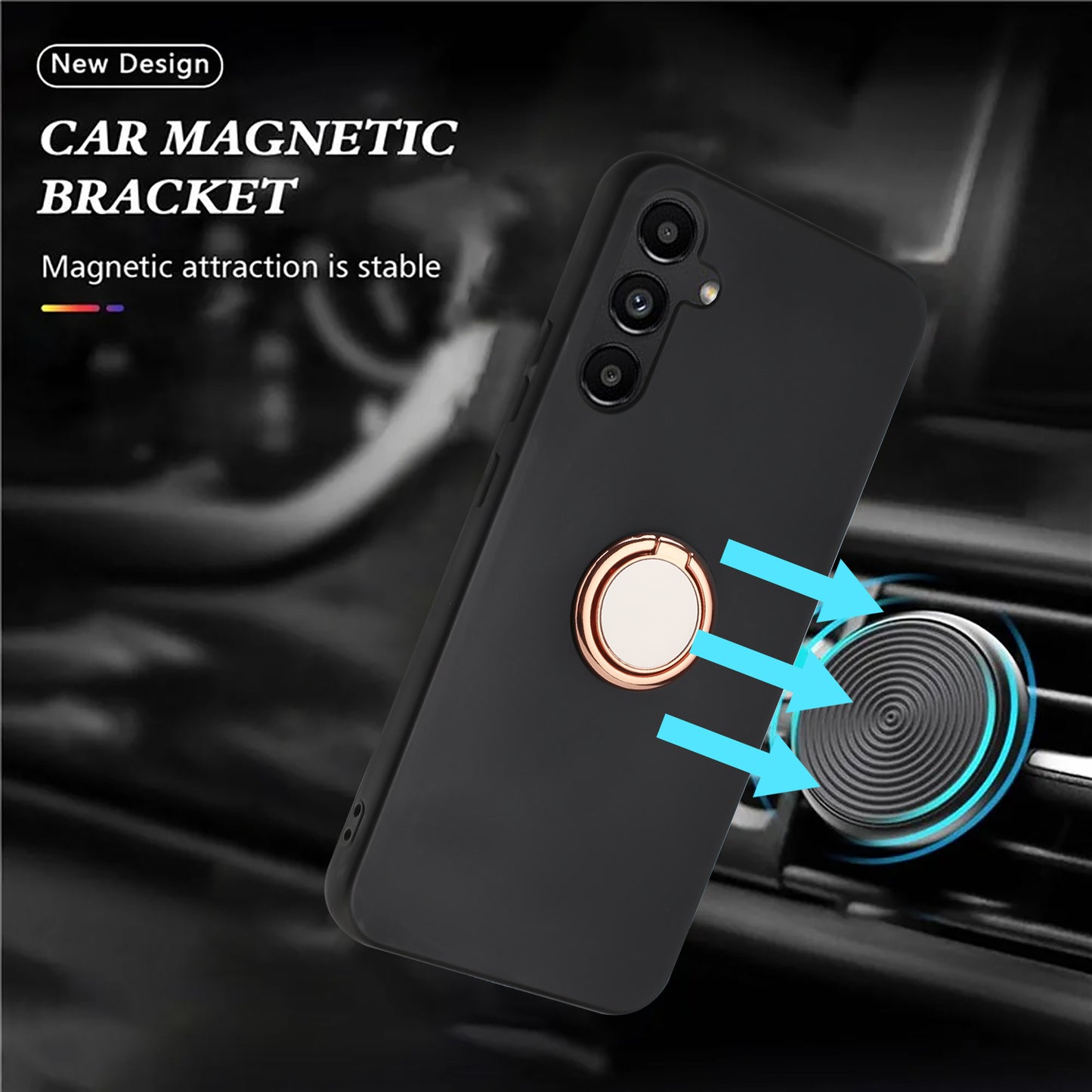 For Samsung Galaxy M14 5G Flexible TPU Back Cover Rotary Ring Kickstand Matte Phone Case