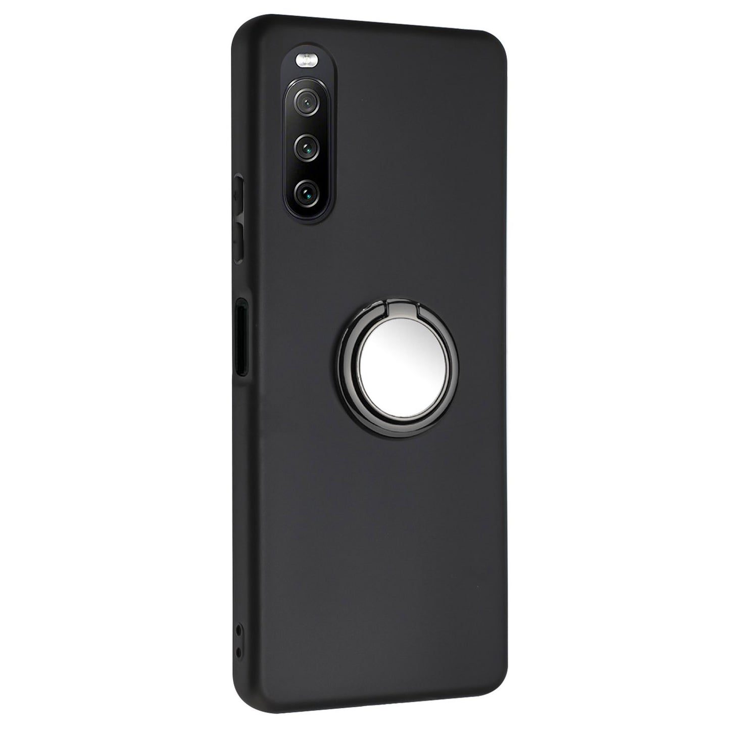 Matte Phone Case for Sony Xperia 10 IV 5G TPU Back Protective Cover with Rotary Ring Kickstand