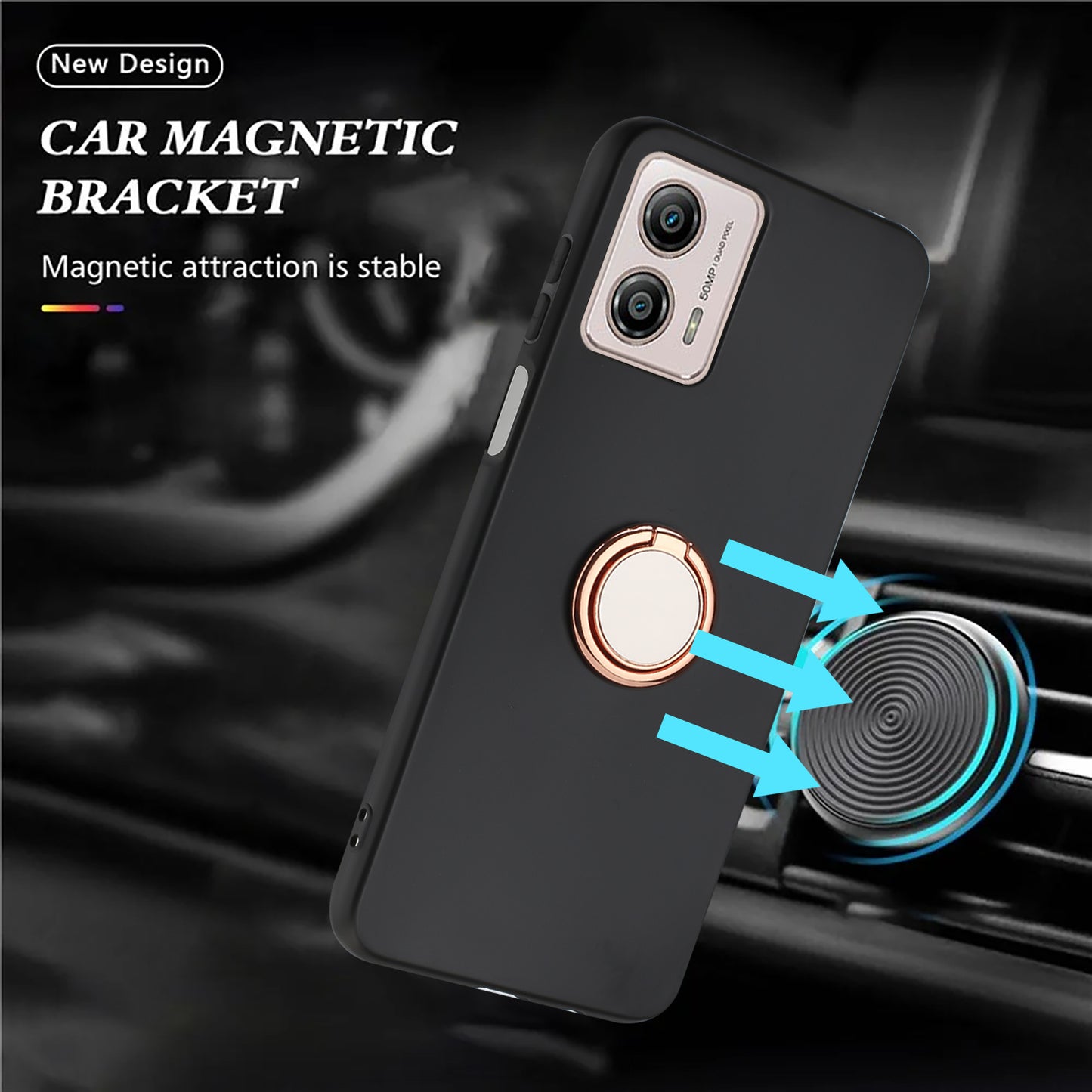 TPU Cover for Motorola Moto G53 5G / G23 4G / G13 4G Matte Phone Protector Case with Ring Kickstand