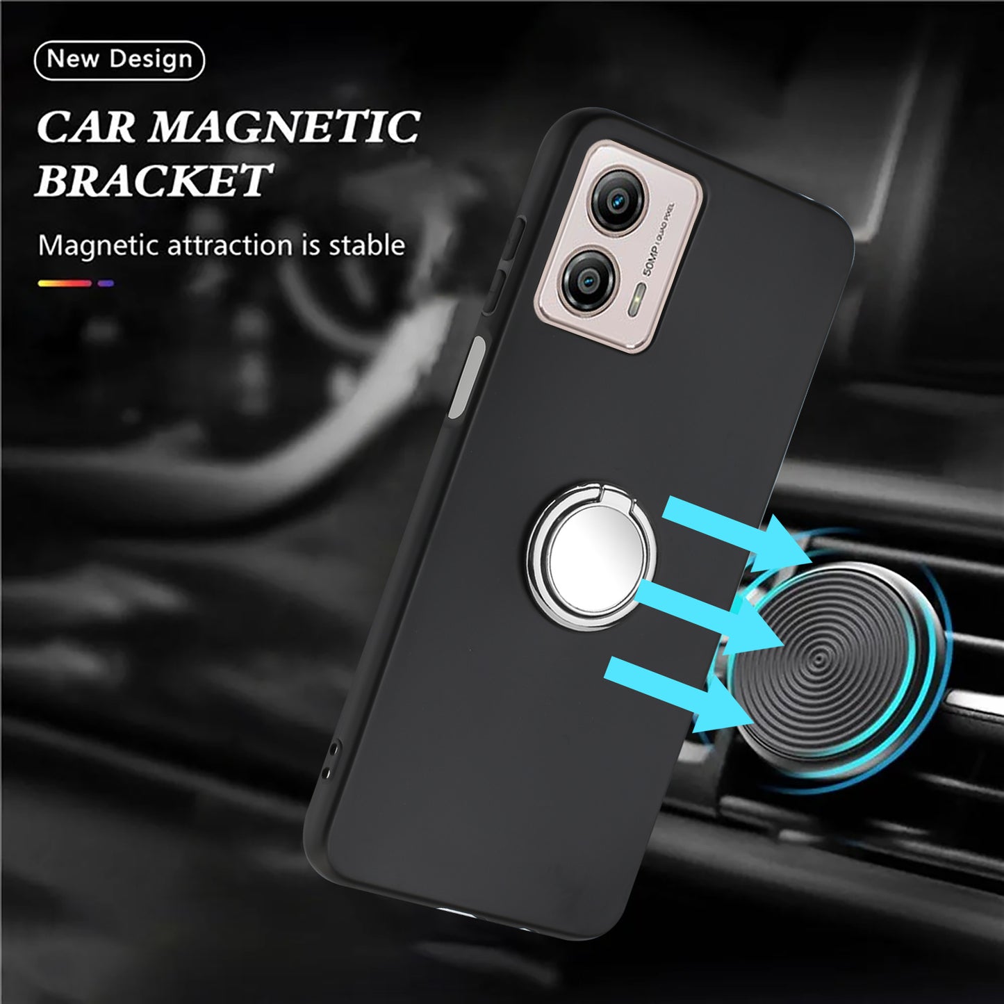 TPU Cover for Motorola Moto G53 5G / G23 4G / G13 4G Matte Phone Protector Case with Ring Kickstand