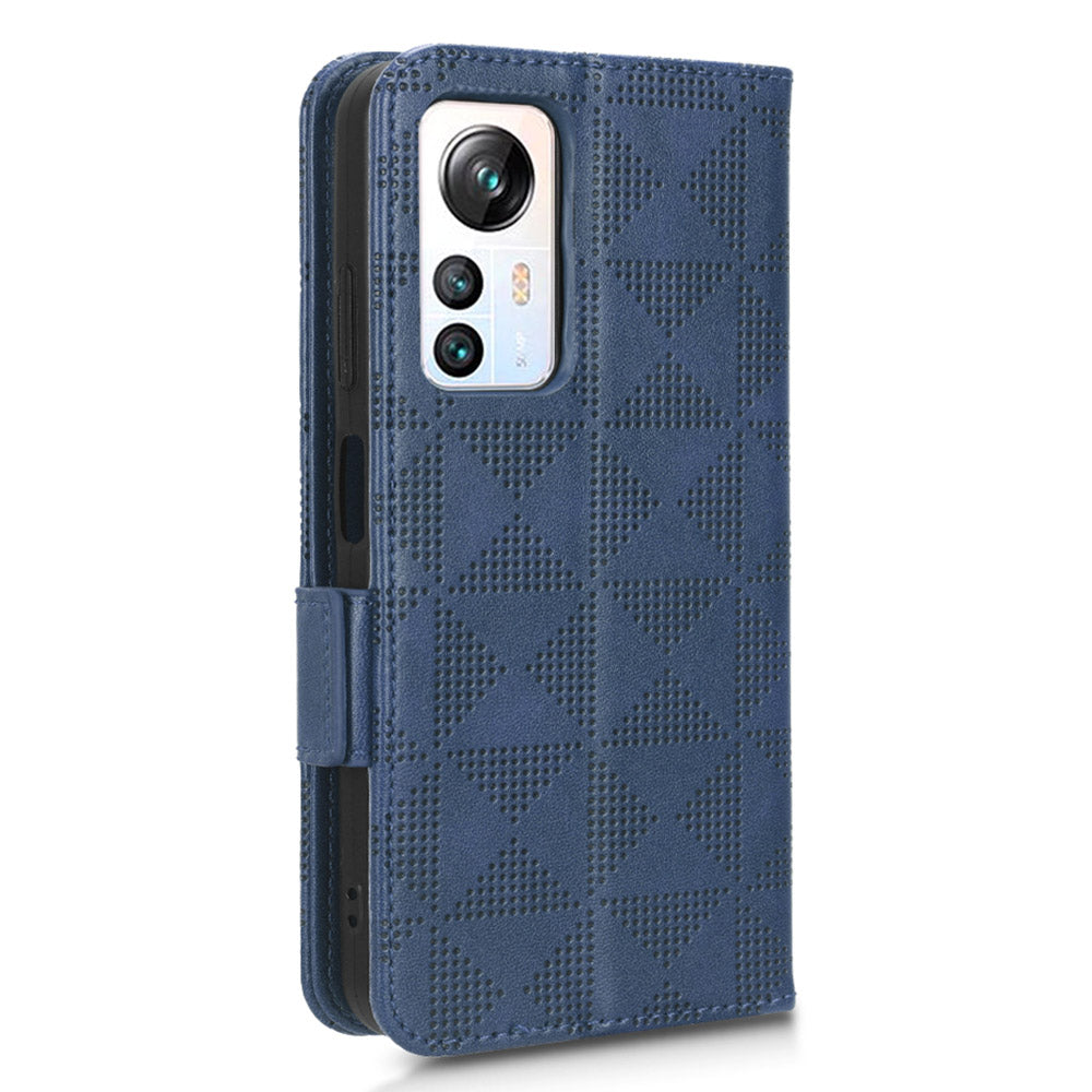 For Blackview A85 Imprinted Triangle Stand Wallet Phone Case TPU+PU Leather Phone Cover