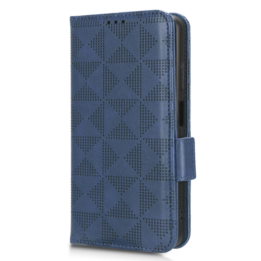For Blackview A85 Imprinted Triangle Stand Wallet Phone Case TPU+PU Leather Phone Cover