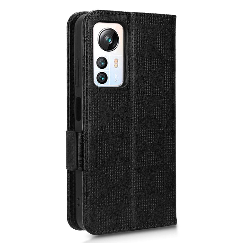 For Blackview A85 Imprinted Triangle Stand Wallet Phone Case TPU+PU Leather Phone Cover