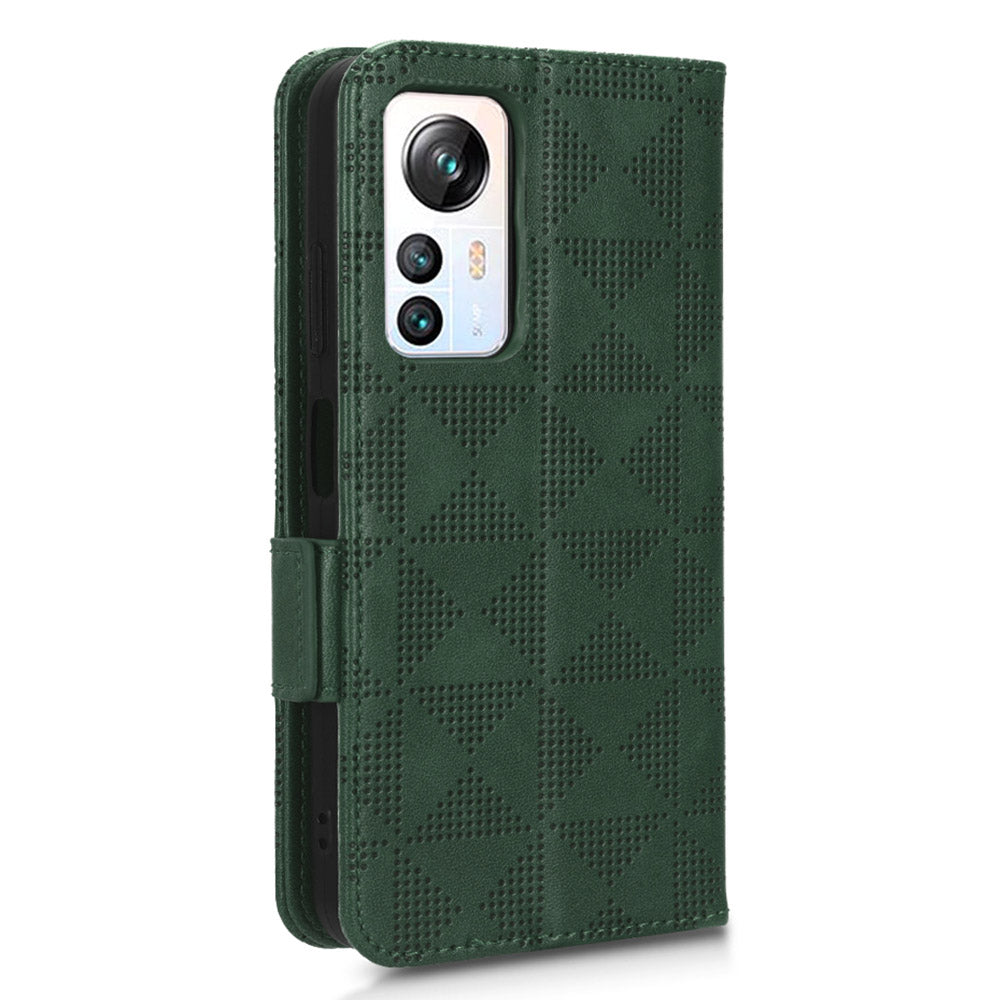 For Blackview A85 Imprinted Triangle Stand Wallet Phone Case TPU+PU Leather Phone Cover