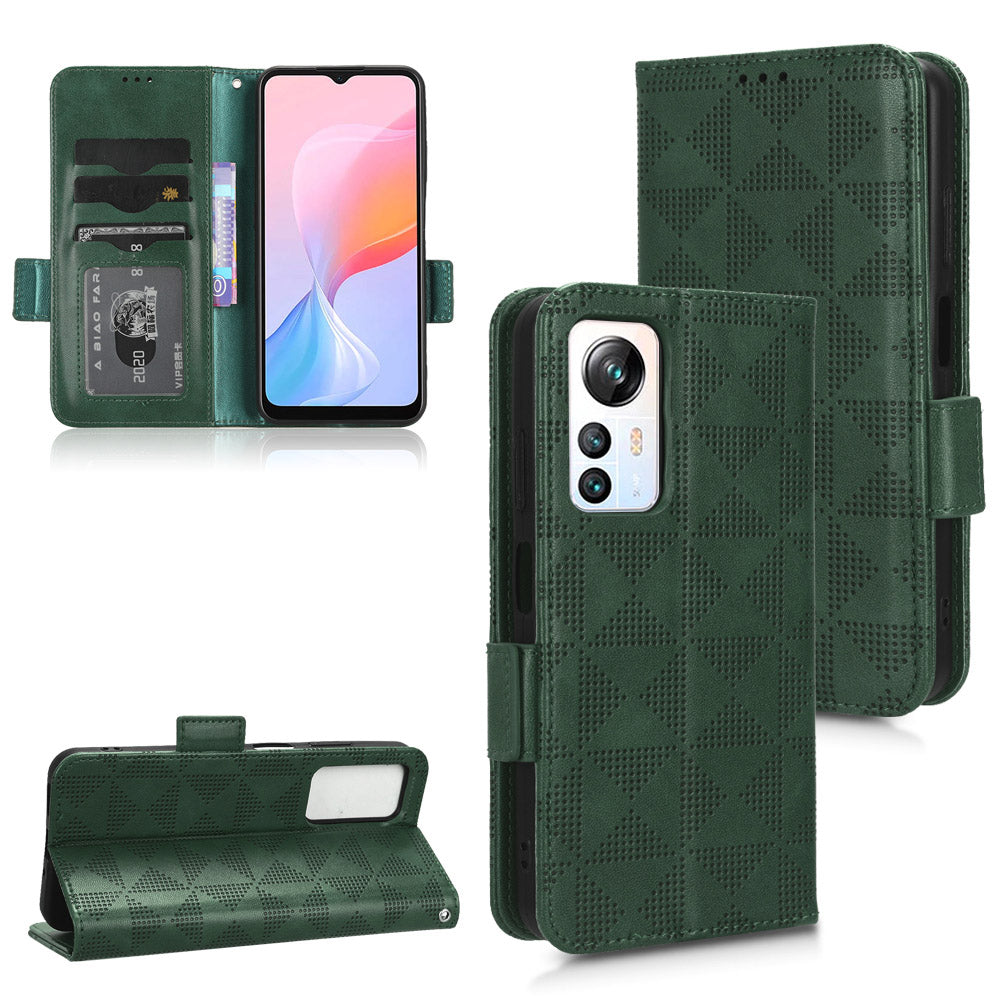 For Blackview A85 Imprinted Triangle Stand Wallet Phone Case TPU+PU Leather Phone Cover