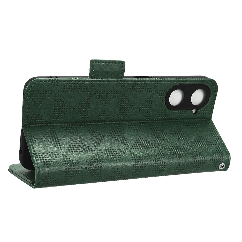For Realme V30t / V30 5G Shockproof PU Leather Phone Case Imprinted Triangle Stand Wallet Cover