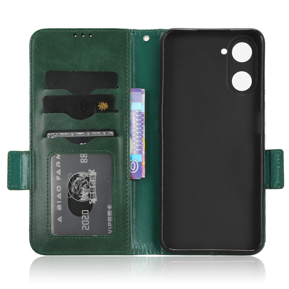For Realme V30t / V30 5G Shockproof PU Leather Phone Case Imprinted Triangle Stand Wallet Cover