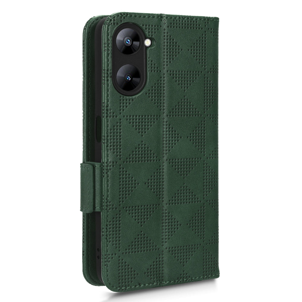 For Realme V30t / V30 5G Shockproof PU Leather Phone Case Imprinted Triangle Stand Wallet Cover