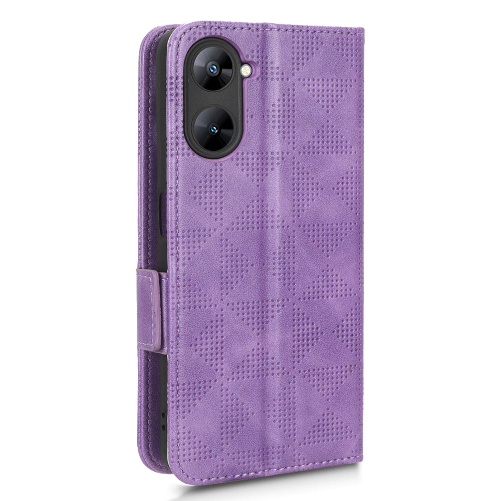For Realme V30t / V30 5G Shockproof PU Leather Phone Case Imprinted Triangle Stand Wallet Cover
