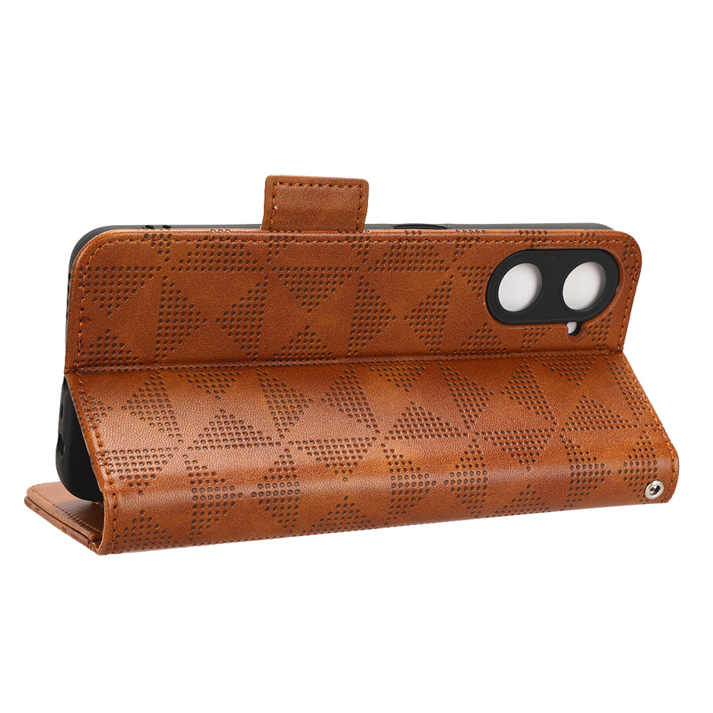 For Realme V30t / V30 5G Shockproof PU Leather Phone Case Imprinted Triangle Stand Wallet Cover