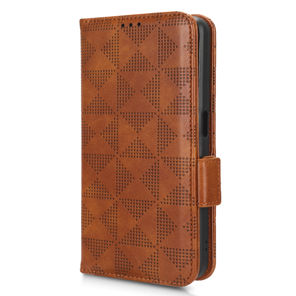 For Realme V30t / V30 5G Shockproof PU Leather Phone Case Imprinted Triangle Stand Wallet Cover