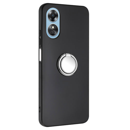 For Oppo A17 4G / A17k 4G Matte TPU Phone Case Ring Kickstand Bump Proof Cover Support Car Magnet Mount