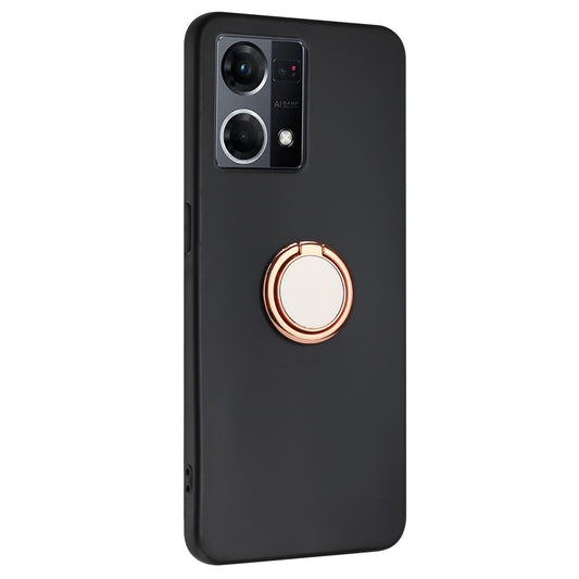 TPU Cover for Oppo Reno7 4G / Reno8 4G Phone Guard Matte Protector Case with Ring Kickstand