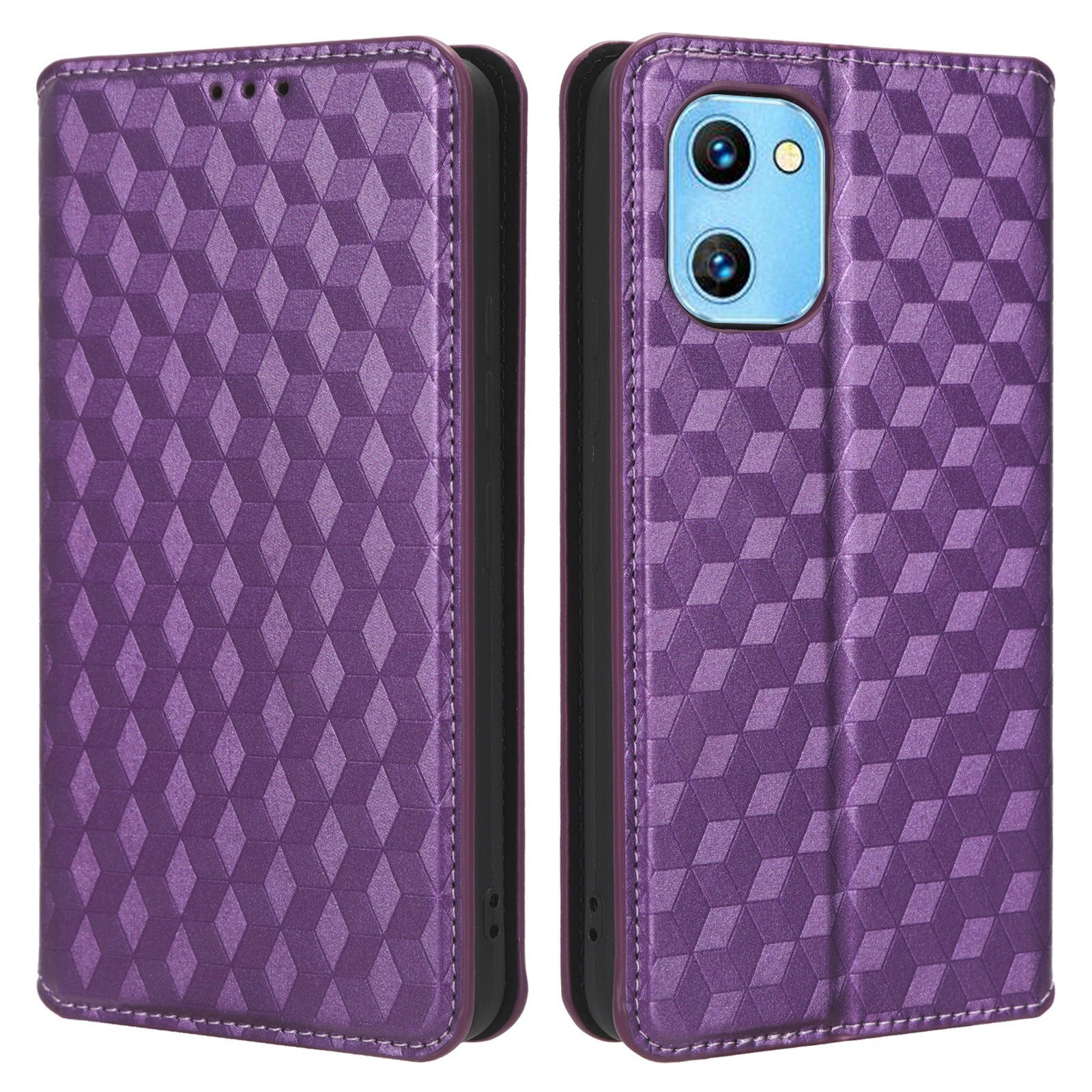 For Umidigi G1 / G1 Max Imprinted Rhombus Pattern PU Leather+TPU Cover Stand Phone Wallet Case