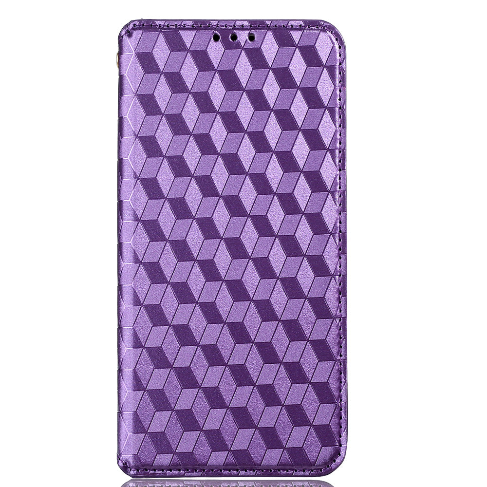 For Umidigi G1 / G1 Max Imprinted Rhombus Pattern PU Leather+TPU Cover Stand Phone Wallet Case