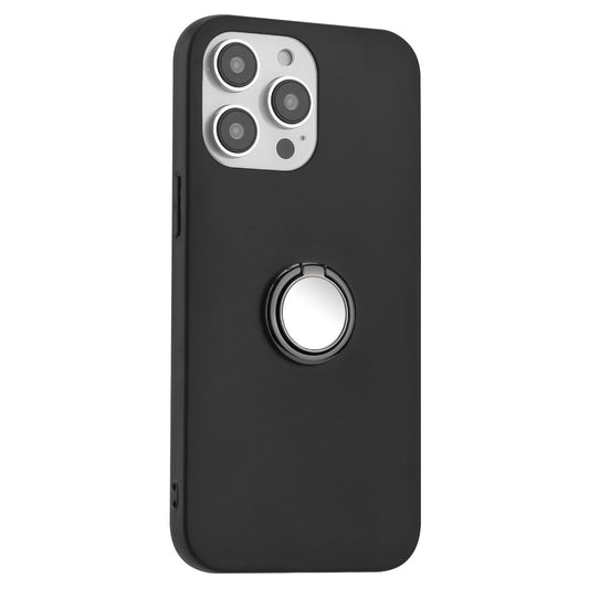 For iPhone 14 Pro Max Soft TPU Cover Frosted Mobile Phone Shell with Ring Holder Kickstand