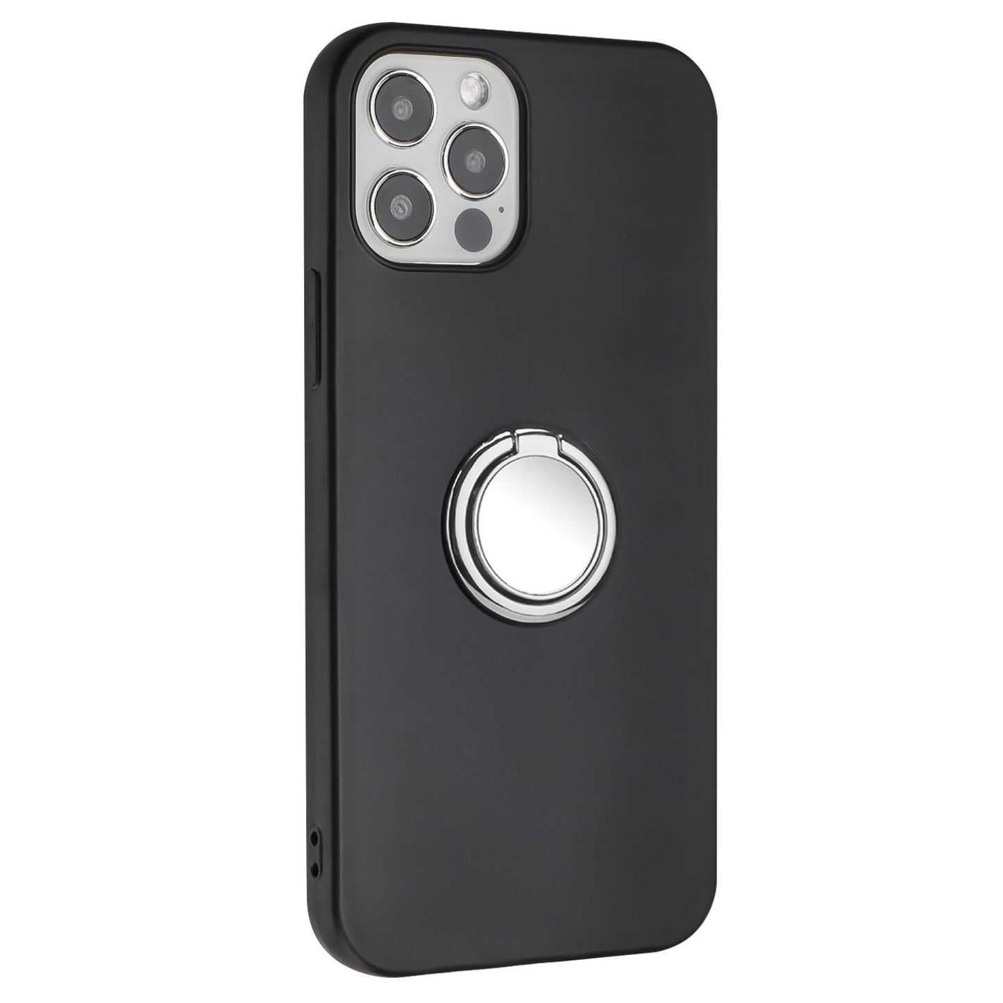 For iPhone 12 Pro Max 6.7 inch Matte Shell, TPU Cover Mobile Phone Case with Ring Holder Kickstand