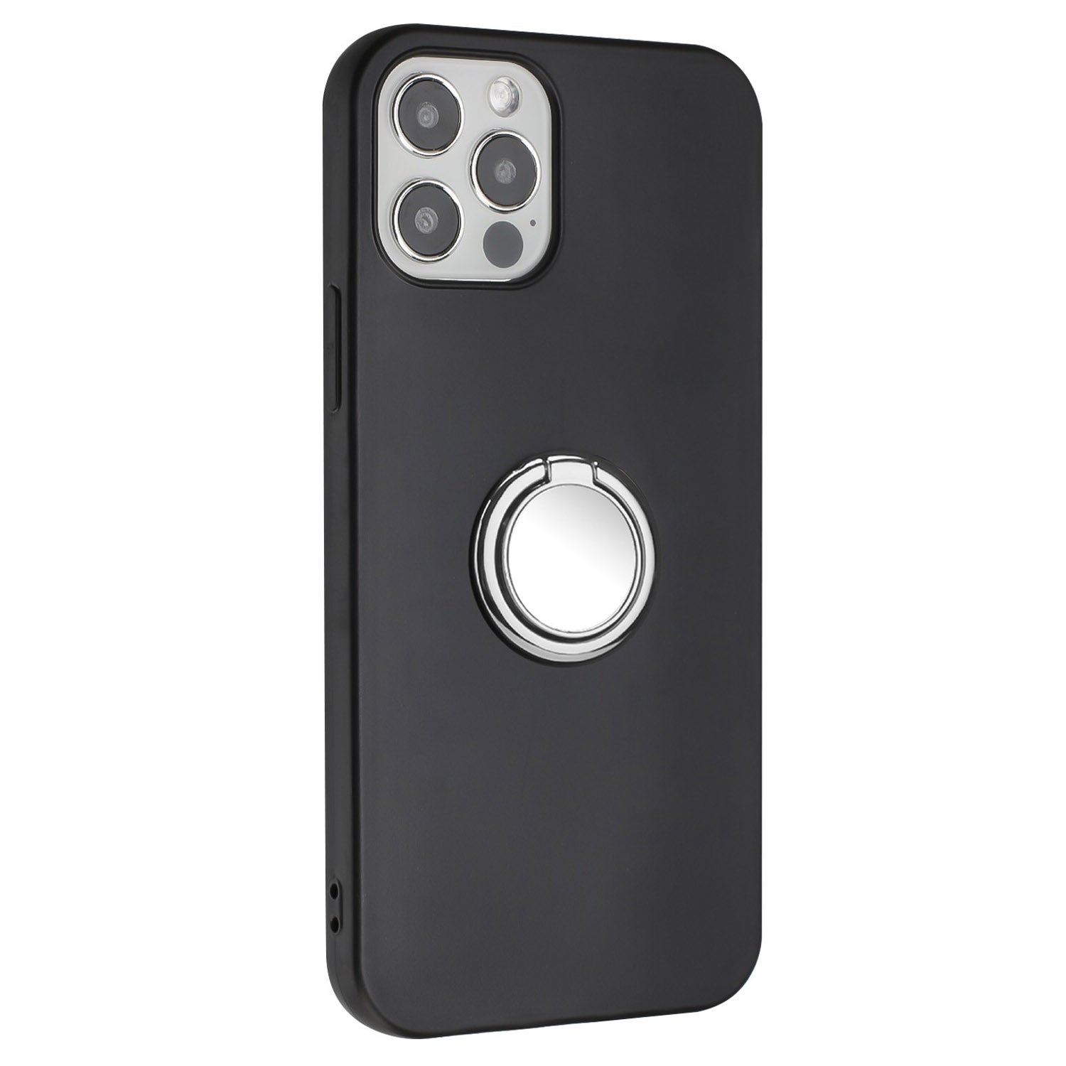 For iPhone 12 Pro Max 6.7 inch Matte Shell, TPU Cover Mobile Phone Case with Ring Holder Kickstand
